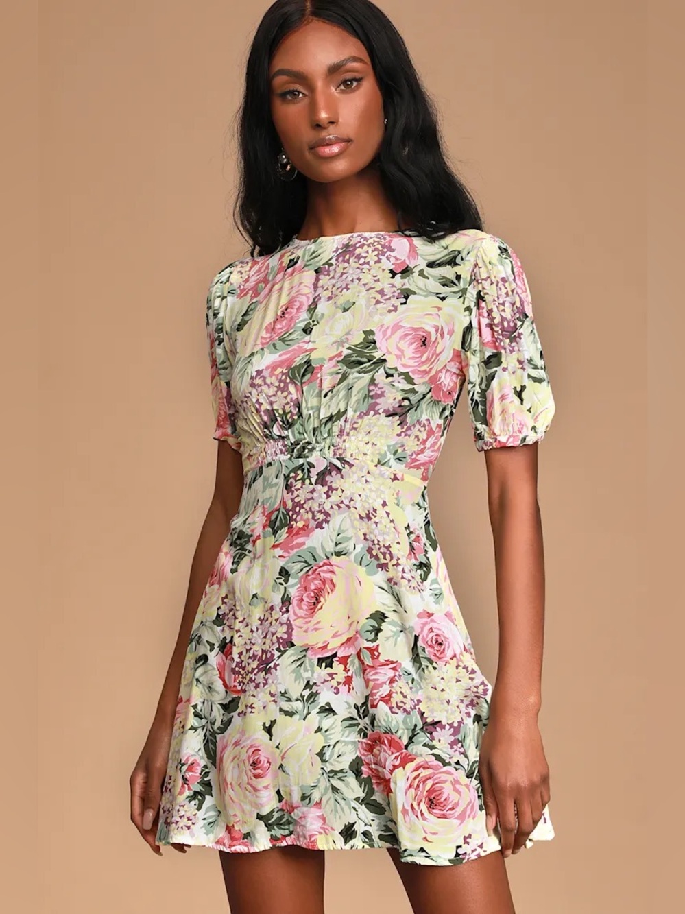 [6] Faithfull The Brand Sidonie Floral Puff Sleeve Mini Dress NWT summer
